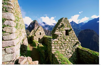 Incan ruins at Machu Picchu in the Andes Mountains, Peru
