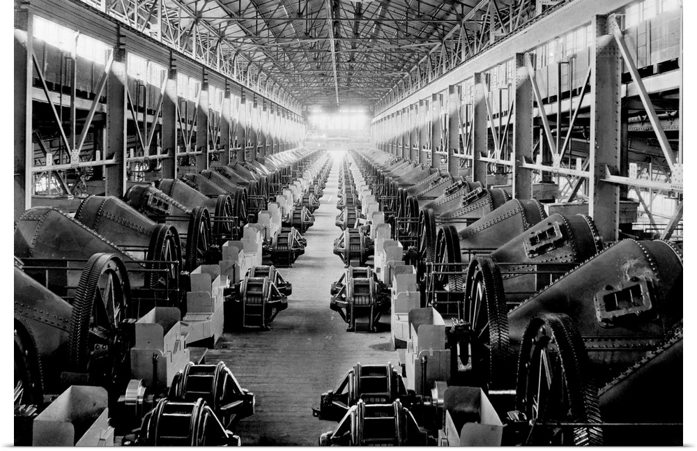 64 General Electric induction motors with 40 hp, 500 rpm, and 440 volts inside the regrinding plant at the Calumet and Hel...