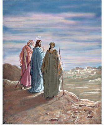 Jesus and the disciples of Emmaus, from the Gospel of Luke