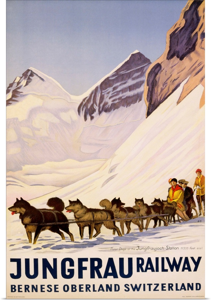 ca. 1928 --- Jungfrau Railway Poster --- Image by .. Swim Ink 2, LLC/CORBIS