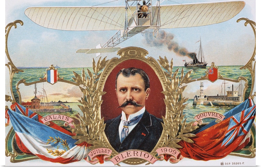 Label Depicting Mr. Bleriot's First Flight Across The Channel