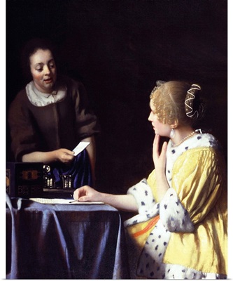 Lady With Her Maidservant Holding A Letter By Jan Vermeer