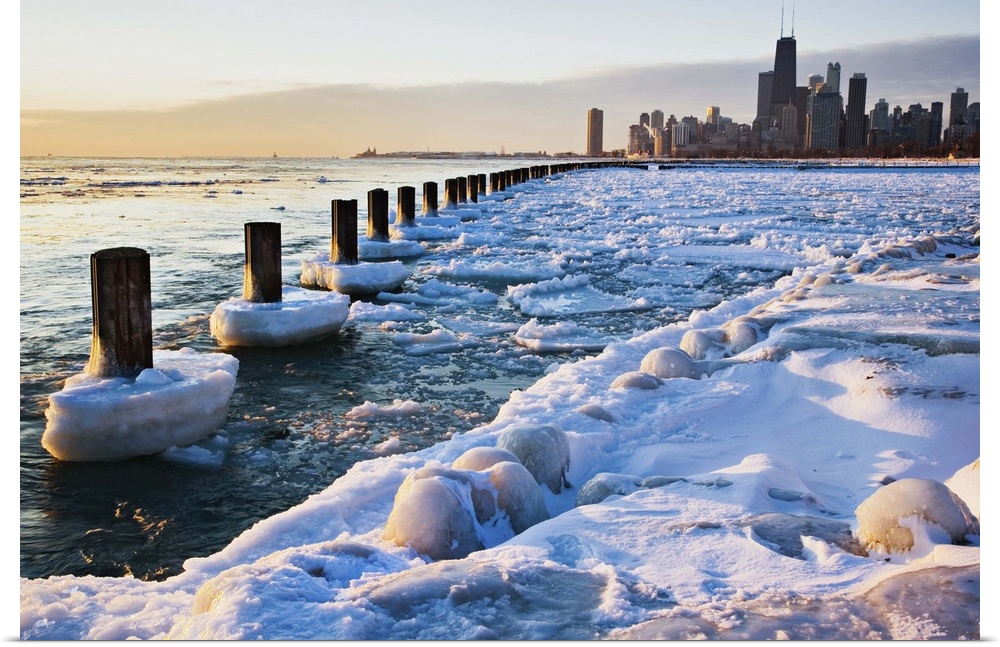 Winter view of Chicago skyline, Chicago, IL