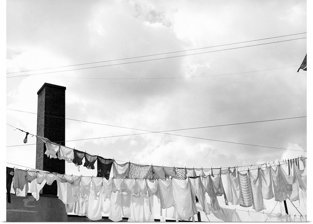 Laundry hangs out to dry in a working class neighborhood of Waterbury, Connecticut. September 1940.