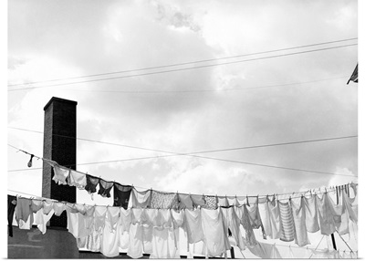 Laundry Drying On Clotheslines
