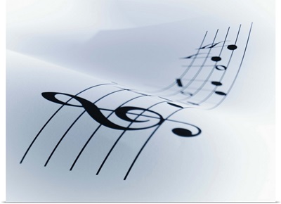 Line of music on undulating music sheet