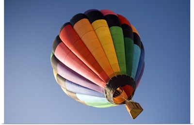 Low angle view of a hot air balloon in blue sky, California, USA