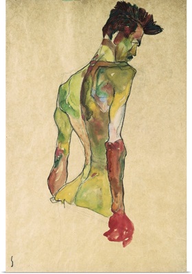 Male Nude In Profile Facing Right By Egon Schiele