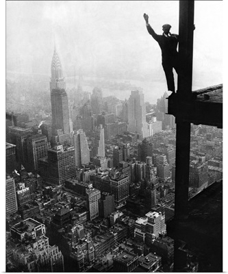 Man Waving From Empire State Building Construction Site