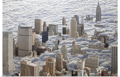 Manhattan under cloudy sky