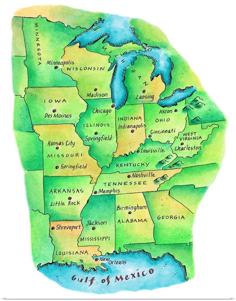 Map of Central United States