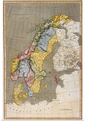 Map of Sweden with Denmark and Norway