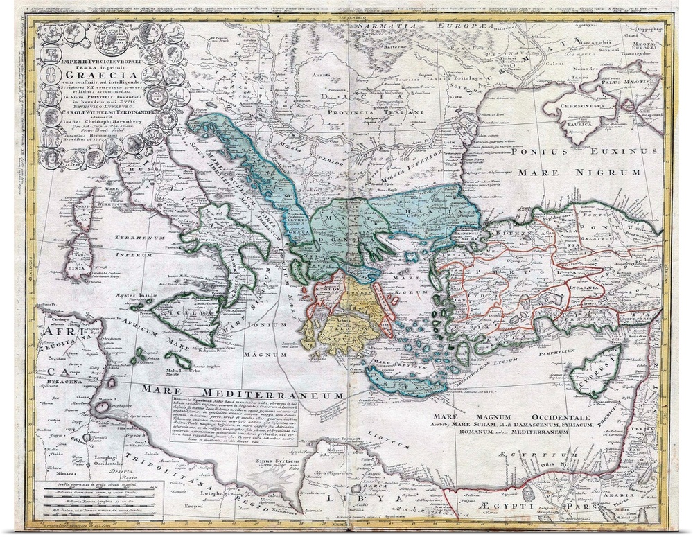 By Homann Heirs (Imperii Turcici Europaei Terra), 1741, 24 x 20 in (60.9 x 50.8 cm), hand-colored engraving, private colle...