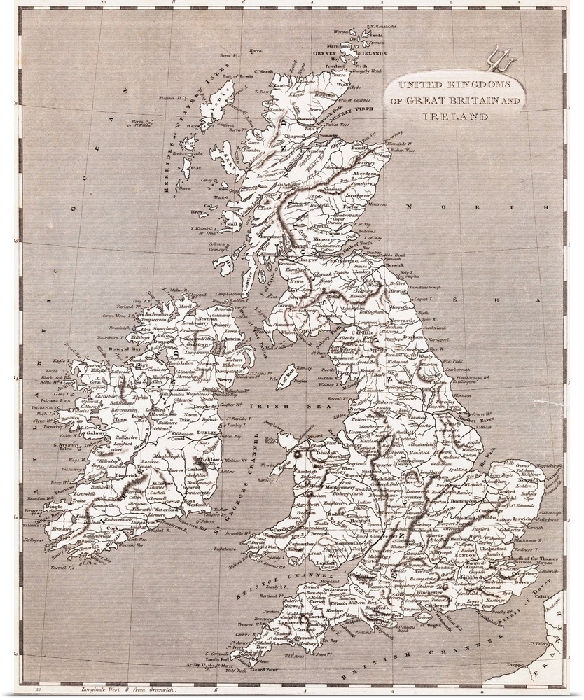 Map of the United Kingdoms of Great Britain and Ireland.