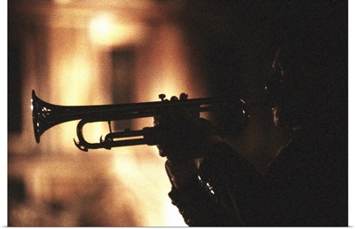 Mariachi band player at night