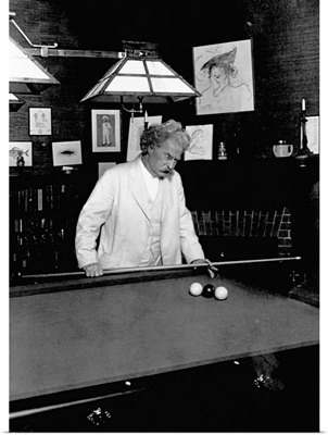 Mark Twain Playing Game Of Pool