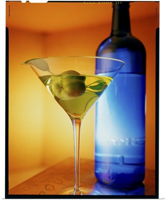 Martini and blue bottle