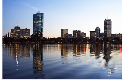 Massachusetts, Boston skyline at dusk