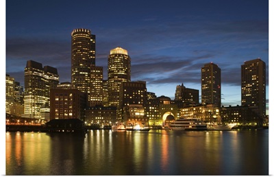 Massachusetts, Boston, skyline, night