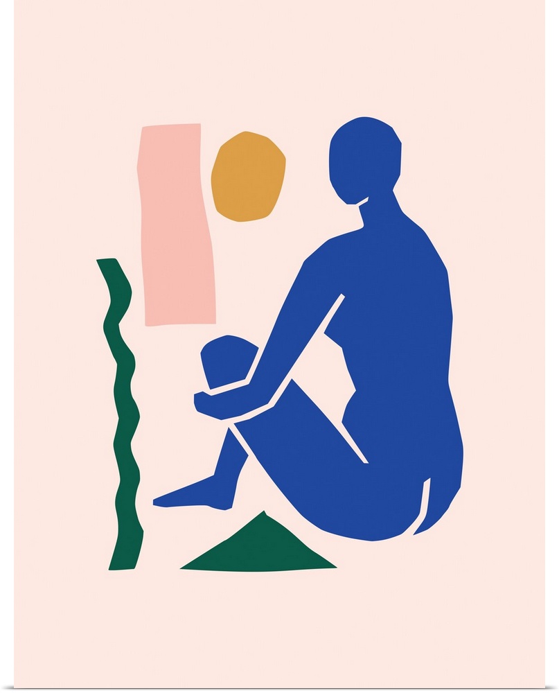 Matisse-inspired abstract art of the female figure and organic shapes in a trendy, minimalist style.