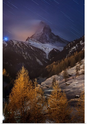 Matterhorn with star trail.