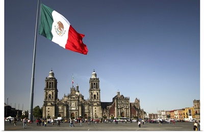 Mexican Flag over Mexico City