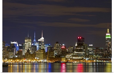 Mid Town Manhattan at night, Hoboken, USA.