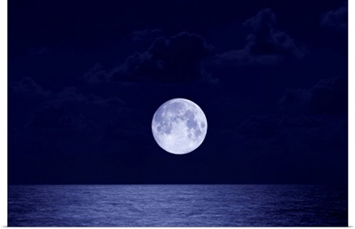 Moon over the ocean, Miami, Florida, USA