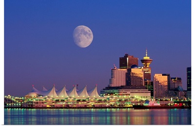 Moon Over Vancouver And Coal Harbor
