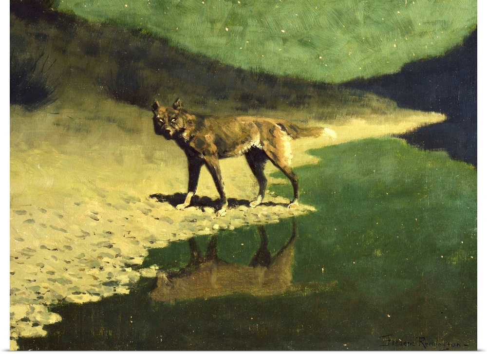 Frederic Remington (American, 18611909), Moonlight, Wolf, c. 1909, oil on canvas, 50.9  66 cm (20.1  26 in), Addison Galle...