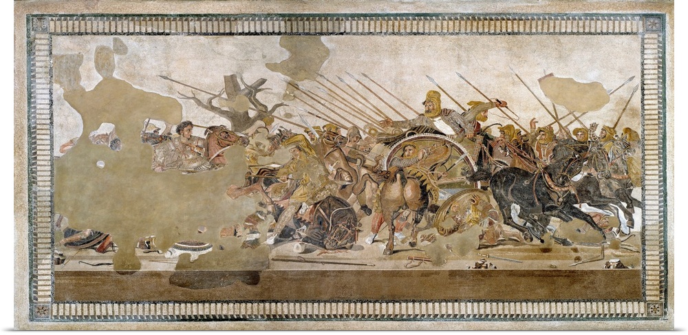 Battle of Issus between Alexander the Great (356-323 BC) and Darius III (d.330 BC) in 333 BC (the Alexander mosaic) - Roma...