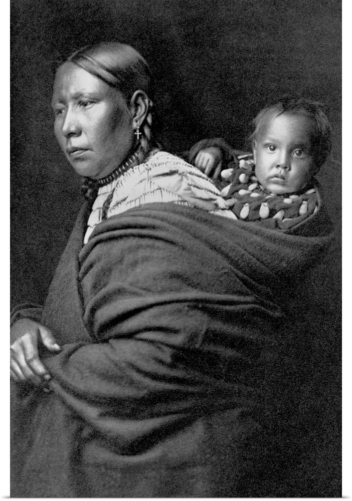 A portrait of a mother and child published in Volume III of The North American Indian (1908) by Edward S. Curtis.