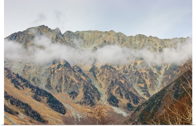 Mountains with fog in Japan.