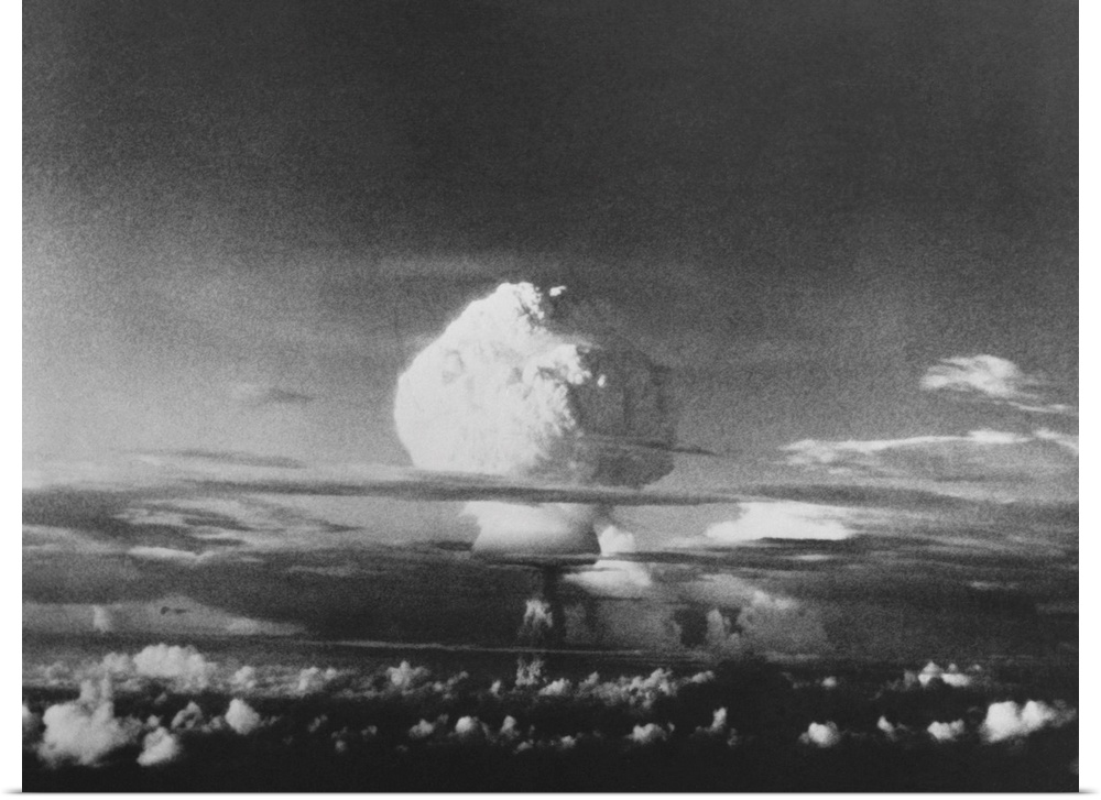 The mushroom cloud from Ivy Mike, one of the largest nuclear blasts ever, during Operation IVY. The blast completely destr...