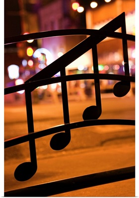 Musical notes on window on Beale Street, Memphis