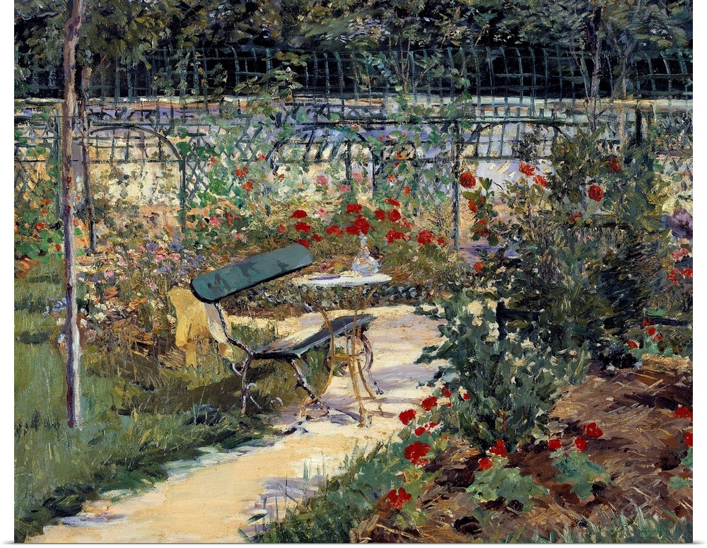 My garden, the bench. Painting by Edouard Manet (1832-1883),1883. Private collection