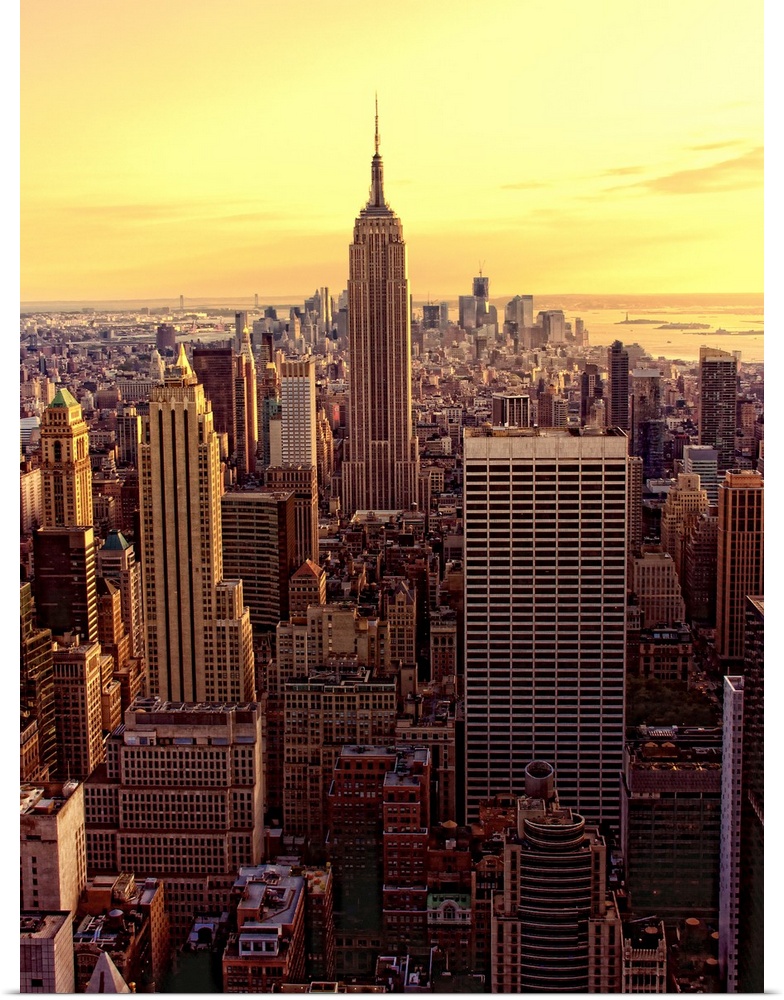 Vertical Panoramic photograph of the "Big Apple" at sunset.