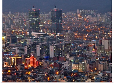 Night at Downtown Daejeon from Bomunsan in South Korea.