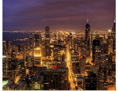 Night cityscape of Chicago.