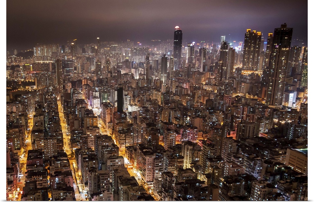 Night view of Kowloon, Hong Kong.