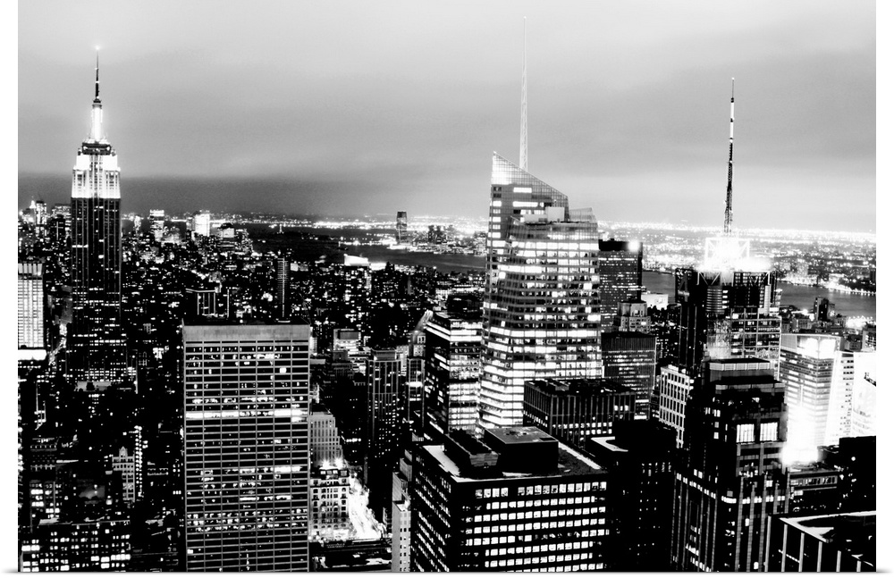 Night view of New York on Christmas, 2009; Black and white.