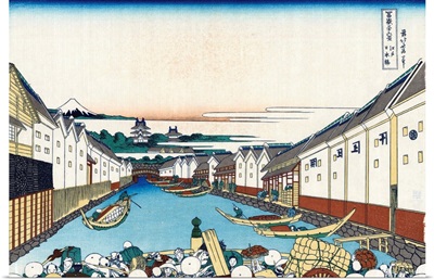 Nihonbashi Bridge In Edo By Katsushika Hokusai