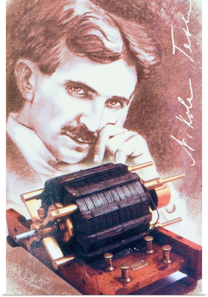 Nikola Tesla shown with one of his electric inventions. He is known for his revolutionary contribution to the field of ele...