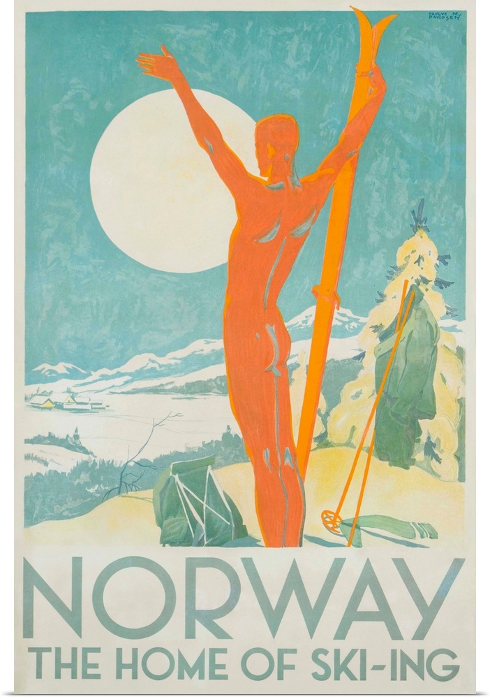 ca. 1934 --- Norway, The Home of Skiing Poster by Trygve Davidsen --- Image by .. David Pollack/K.J. Historical/Corbis