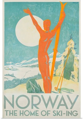 Norway, The Home Of Skiing Poster By Trygve Davidsen