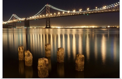 Oakland Bay Bridge night reflections.
