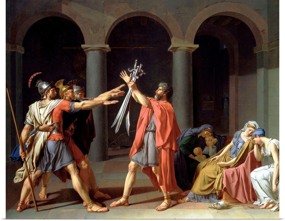 Jacques-Louis David (French, 1748-?1825), Oath of the Horatii, 1786, oil on canvas, 130.2 x 166.7 cm (51.3 x 65.6 in), Tol...