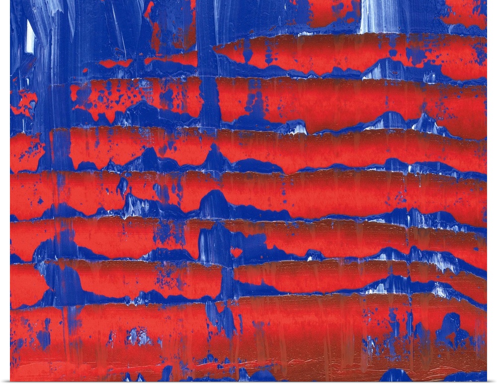 Oil Painting in Red and Blue Colors, Front View