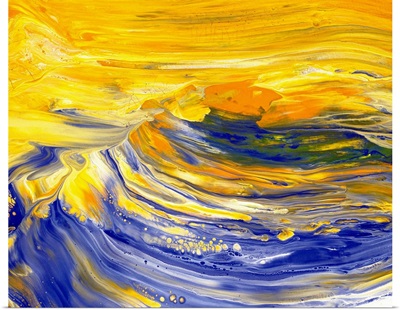 Oil Painting in Yellow and Blue Colors, Front View