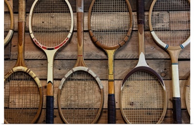 Old Fashioned Broken Wooden Tennis Rackets